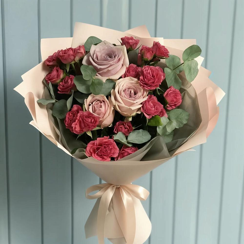 Букет цветов из: Гвоздики и Розы в Новое