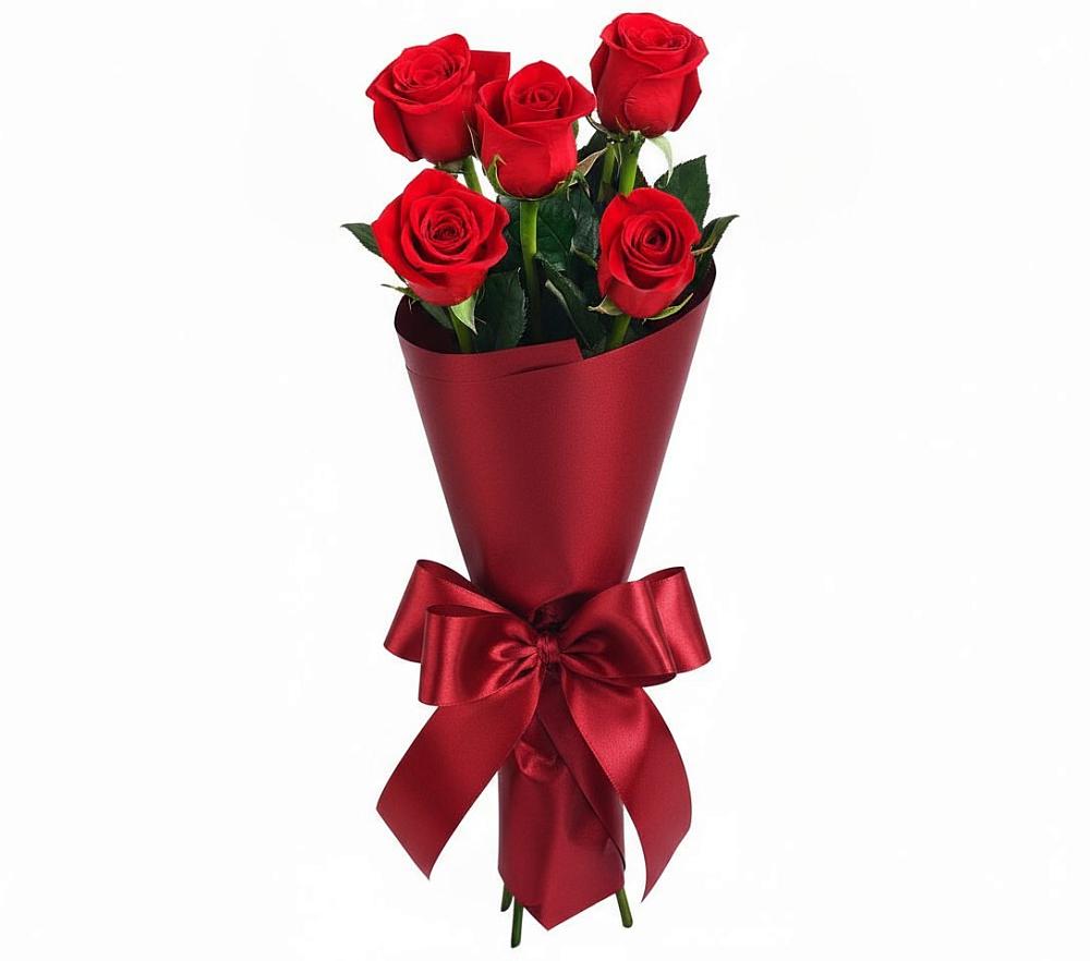 Букет 5 Красных роз Эдлесс Лав в Новое