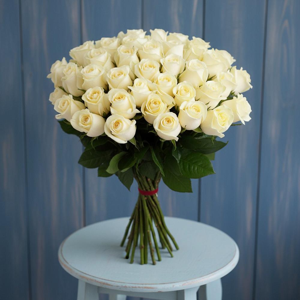 Букет 51 Белая роза Эдлесс Лав в Новое