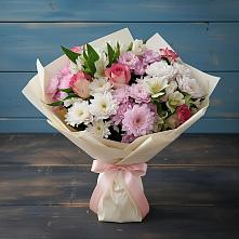 Букет цветов из:  Хризантемы, Альстромерии и Розы в Новое